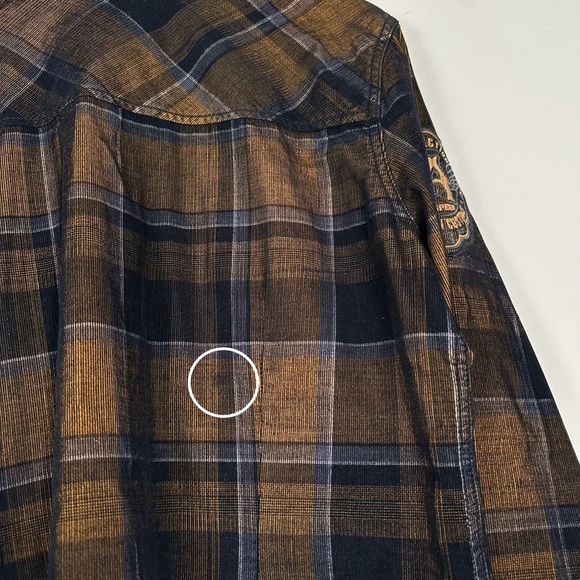 Affliction Men's Button Down Shirt Copper Mountain Embroidered Biker - Picture 8 of 13